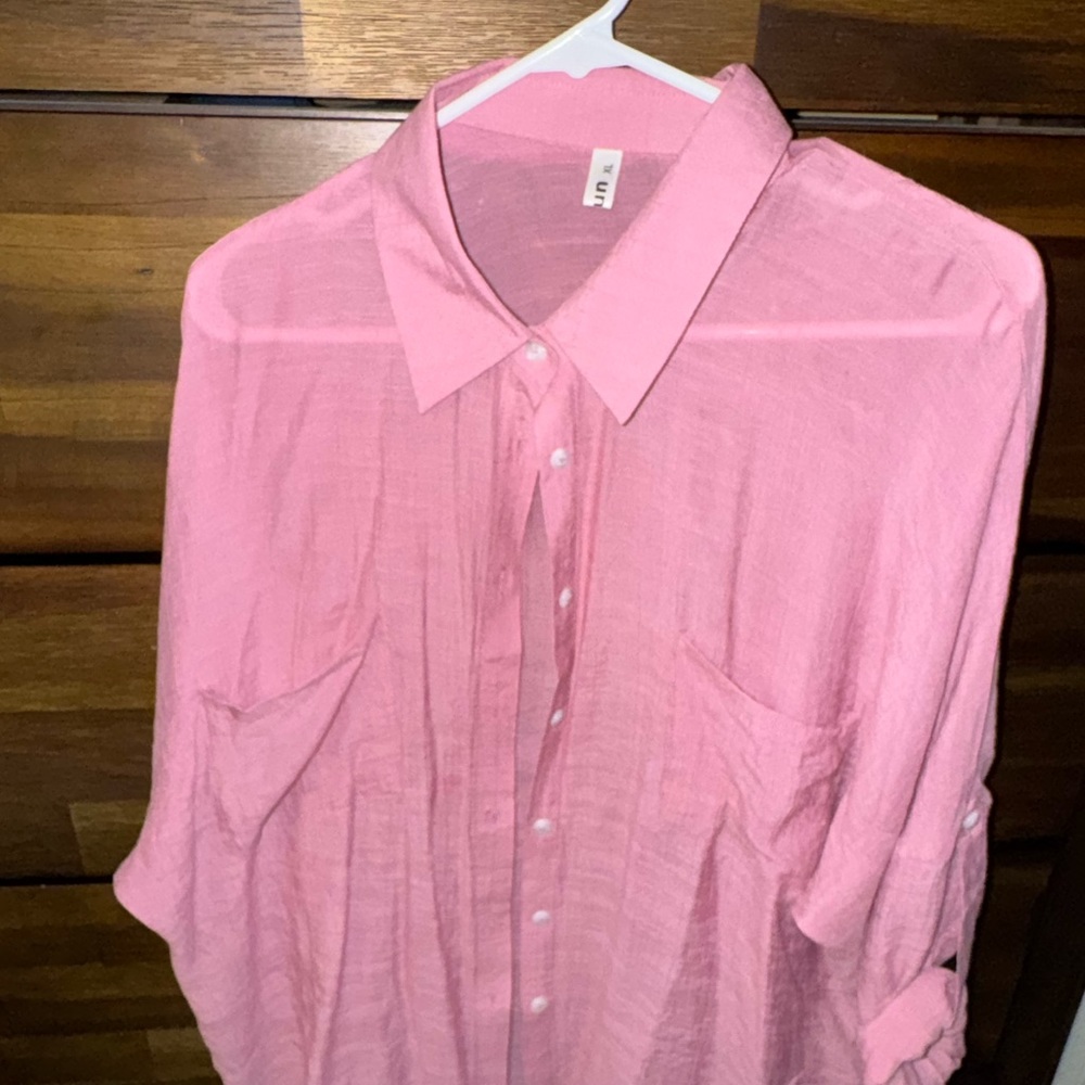 Pink button up shirt